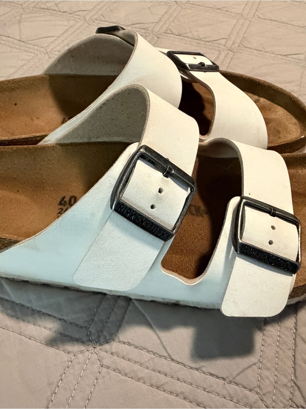 Birkenstock White Double Buckle Slide Sandal